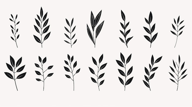 Minimalistische Vektorillustrationen von Reben und Blättern