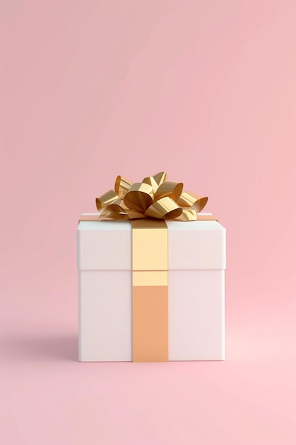 Minimalistische weiße Geschenkkiste mit einer subtilen goldenen Schleife