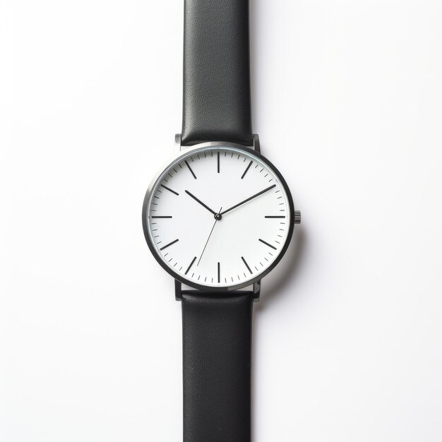 Minimalistische weiße und schwarze Uhr im japanischen Bauhaus-Stil