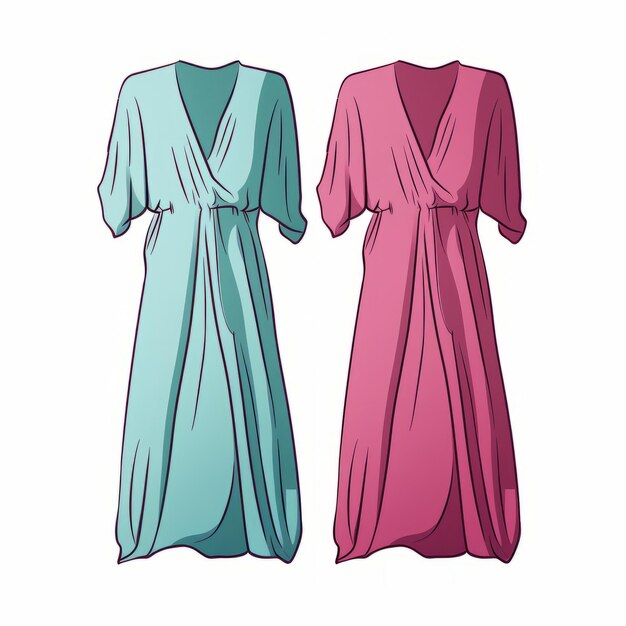 Minimalistische Zeichentrick-Nachtkleid-Designs in Rosa und Blau