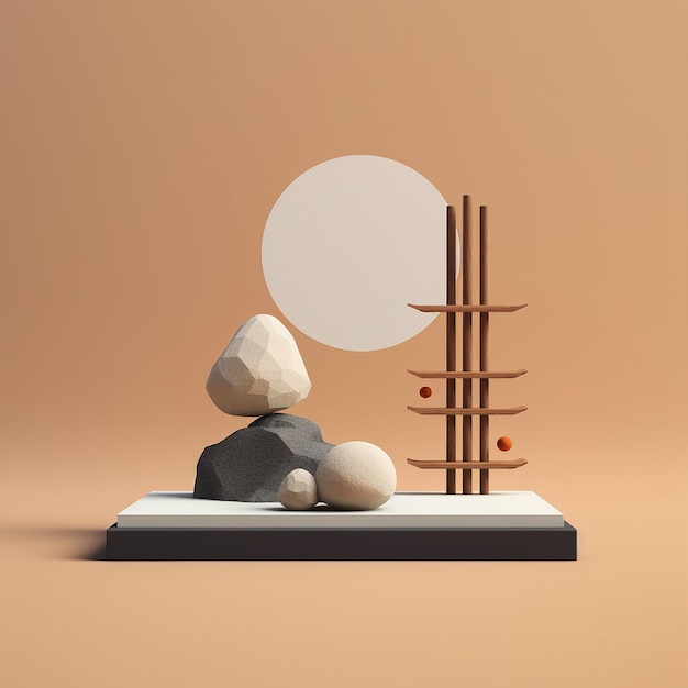 Minimalistische Zen-Gartenillustration