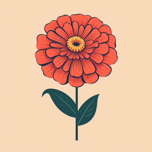 Minimalistische Zinnia-Vektorgrafik mit farbigem Cartoon-Stil