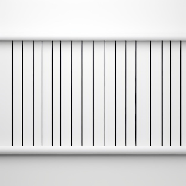 Minimalistischer 3D-Rendered-Weißer Radiator mit horizontalen linearen Balken