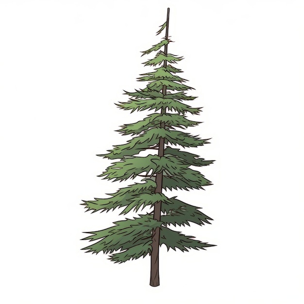 Foto minimalistischer anime-kiefernbaum, ein lebendiger 2d-vektor-clipart in flachen farben