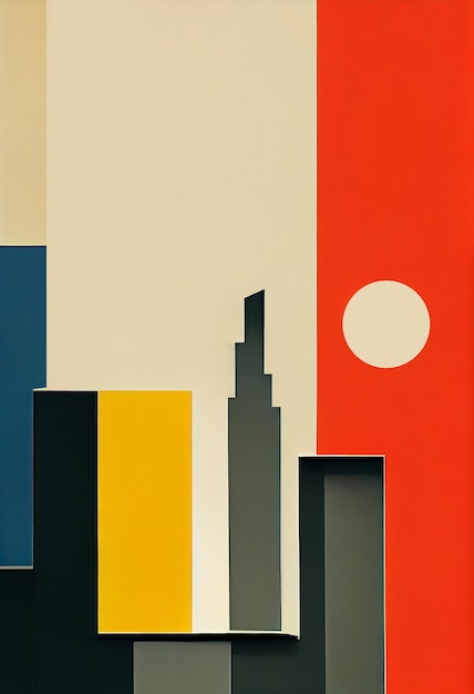 Minimalistischer Bauhaus-Wand-Kunstdruck im Retro-Farben-Vintage-Gebäude-Hintergrund