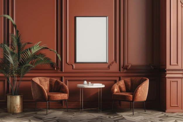 Foto minimalistischer büro-design büro-sessel mit schreibtischwand mit mockup smart homes