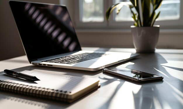 Minimalistischer Büroschreibtisch, sauber und funktional