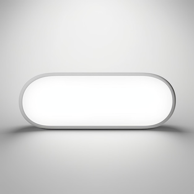 Minimalistischer Expressionismus 3D beleuchtete weiße ovale LED-Platte auf grauem Hintergrund