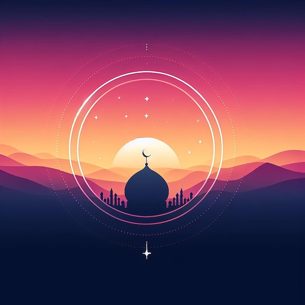 Foto minimalistischer hintergrund mit einem gradienten, der den sonnenuntergang darstellt und die zeit des iftar während des ramadan symbolisiert