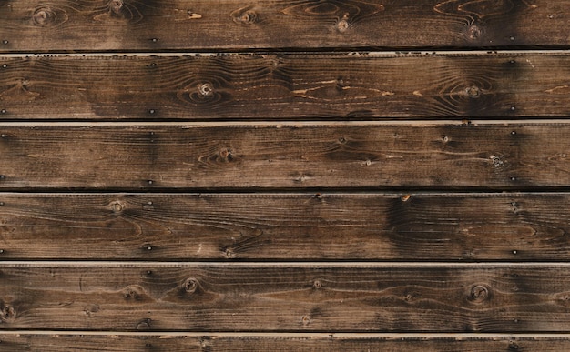 Minimalistischer Hintergrund und viel Platz für Text Dunkelbraun lackierte und lackierte Holzbretter Nahaufnahme Wand aus rustikalem Rahmenhaus aus Naturholz