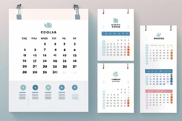 Minimalistischer Kalender mit Entfernungsarbeit Meilensteine Vektorflachdesign