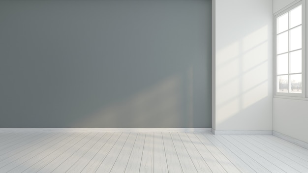 Minimalistischer leerer Raum mit grauer Wand. 3D-Rendering