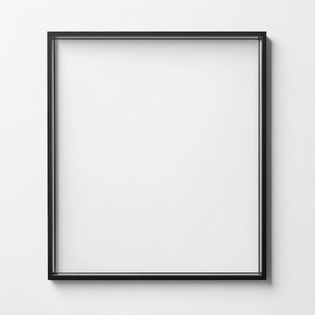 Minimalistischer leerer schwarzer quadratischer Rahmen an einer weißen Wand für Kunst- oder Fotoausstellungen