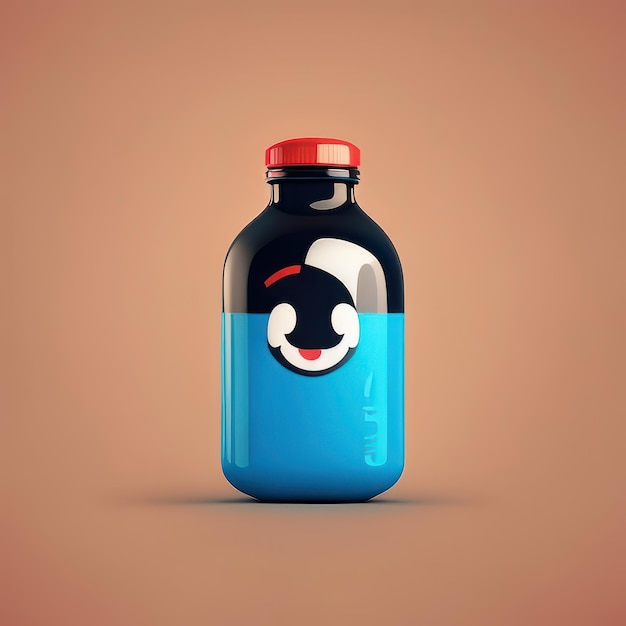 Minimalistischer, lustiger Flaschencharakter, generative KI
