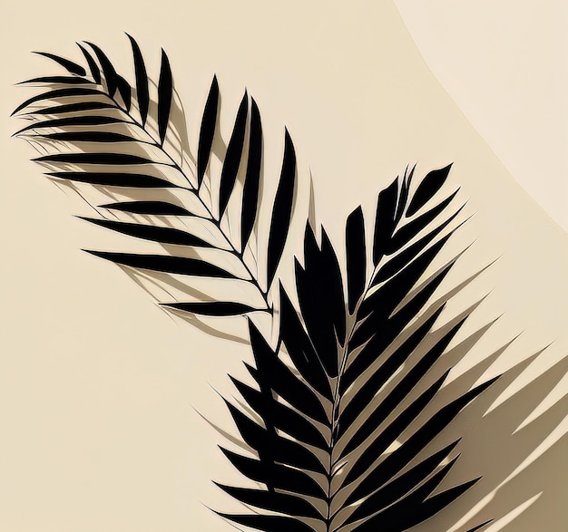 Minimalistischer Palmblattschatten beige Hintergrund Illustration AI Generative