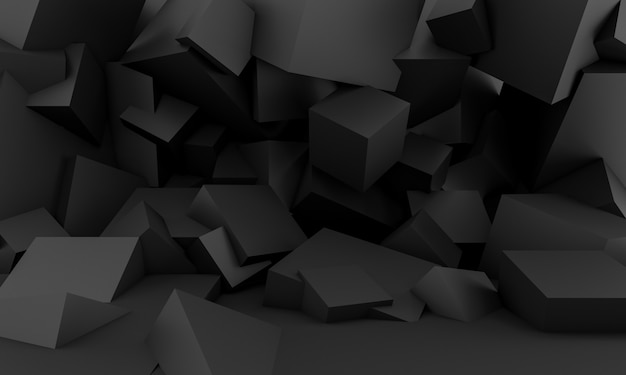 Minimalistischer schwarzer Hintergrund mit quadratischen geometrischen Formen