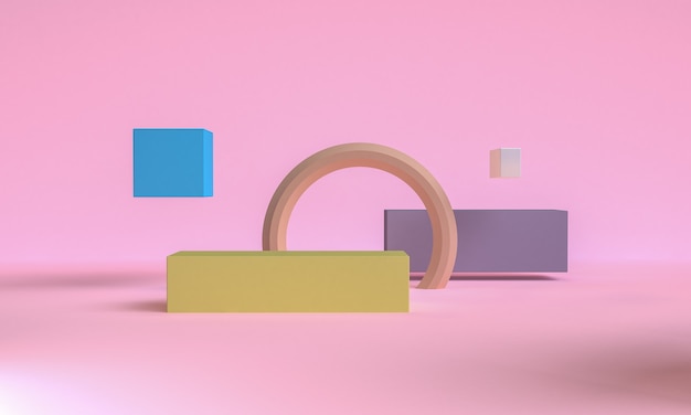 Minimalistischer Stilentwurf der rosa rosa Farbe, Mock-up-Präsentation des Szenenpodiums, abstrakter Hintergrund des 3d rendern.