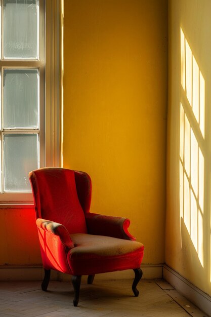 Minimalistischer Stuhlhintergrund zwischen Licht und Schatten