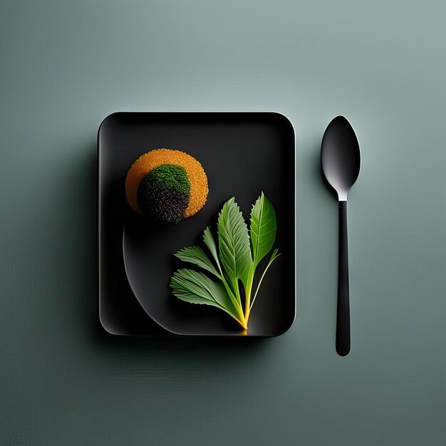 Foto minimalistischer teller mit veganem essen