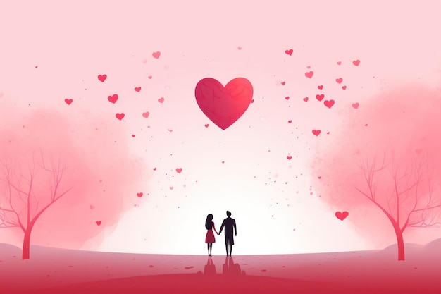 Minimalistischer Valentinstag-Hintergrund mit Paar-Generativ-Ai-Bild