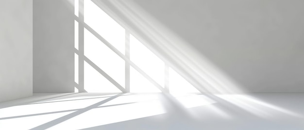 Minimalistischer weißer Raum mit Sonnenlicht und Schatten