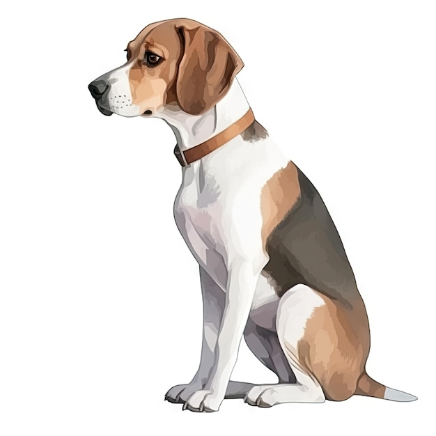 Minimalistisches Beagle-Aquarellgemälde auf weichem Pastellhintergrund