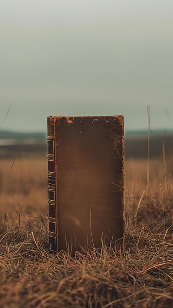 Minimalistisches Bild eines Buches vor dem Hintergrund einer afrikanischen Landschaft, die Geschichte und