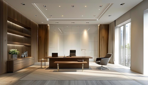 Minimalistisches Büro-Boardroom-Design mit leichter Innenarchitektur, erstellt mit generativer KI-Technologie