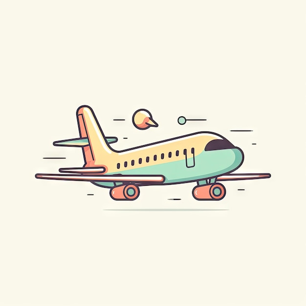 Minimalistisches Cartoon-Flugzeug auf weißem Hintergrund