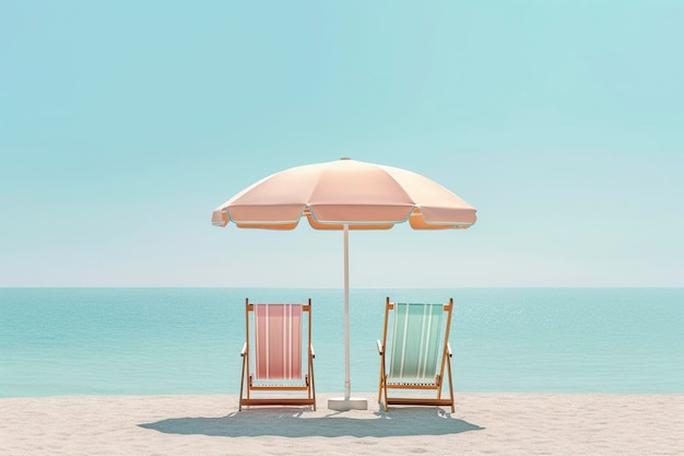 Minimalistisches Design Ende der Sommerszene Hängematten am ruhigen und ruhigen Strand