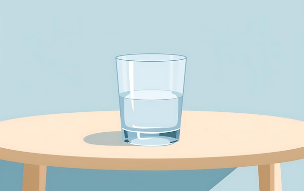 Foto minimalistisches glas wasser auf tischkunst
