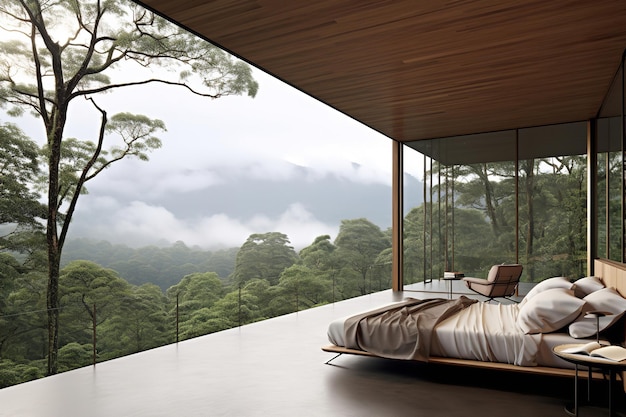 minimalistisches Innendesign, modernes Schlafzimmer