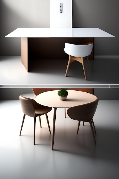 Minimalistisches Interieur mit Esstisch und Stuhl