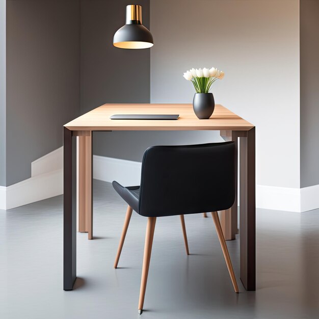 Minimalistisches Interieur mit Esstisch und Stuhl