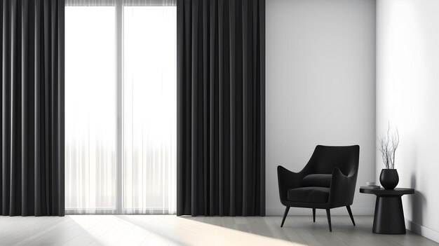 Minimalistisches Interieur mit modernem Innendesign, 3D-Rendering, generative KI