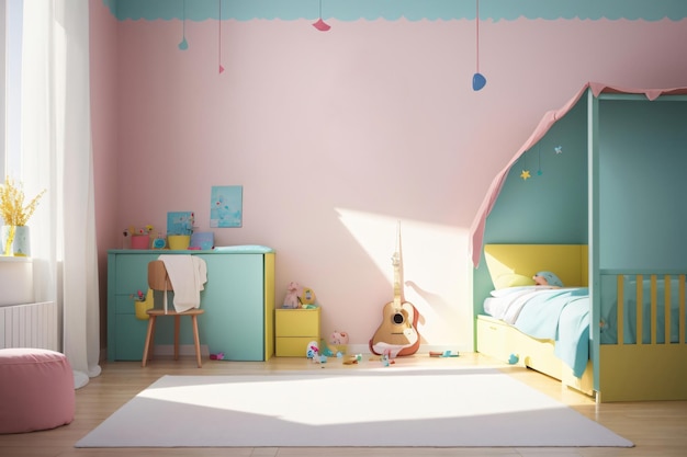 Minimalistisches Kinderzimmer in Pastellfarben