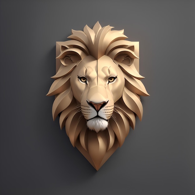 Foto minimalistisches logo der lion-marke symmetrisch 3d-rendering, generiert von ki