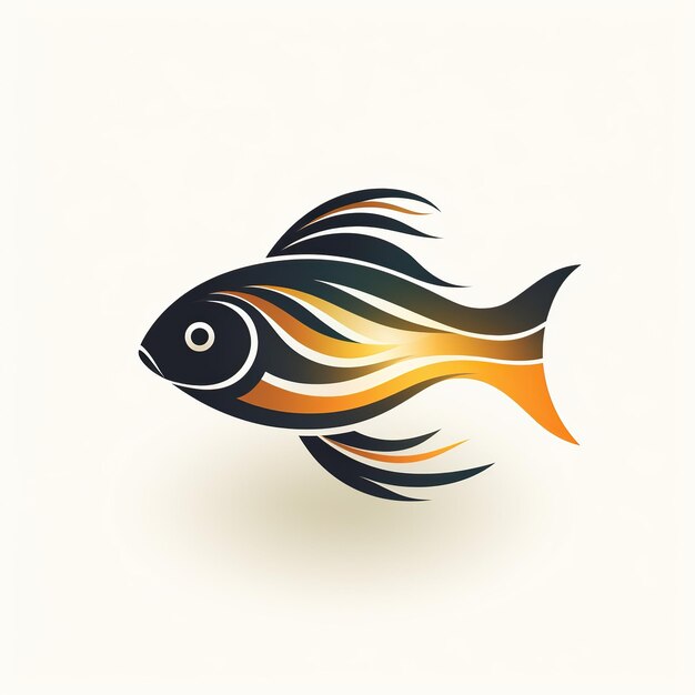 Foto minimalistisches logo-emblem mit einem fisch auf weißem hintergrund symbol-abzeichen für ein fischereibrand-restaurant und ein meeresfrüchte-laden eines fischereiunternehmens