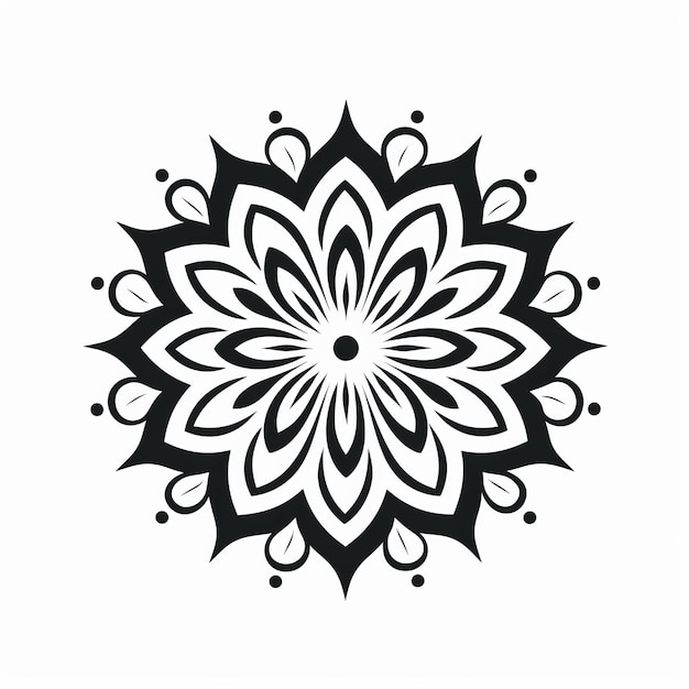 Minimalistisches Mandala-Design auf weißem Hintergrund