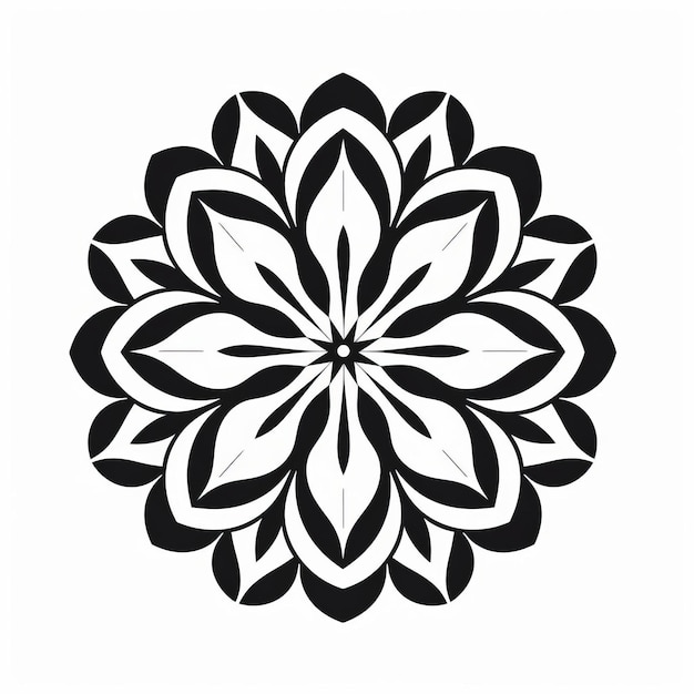 Minimalistisches Mandala-Muster-Symbol auf weißem Hintergrund