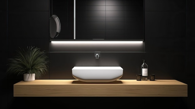Minimalistisches modernes Badezimmer-Interieur Schöne Waschbecken-Design-Inspiration