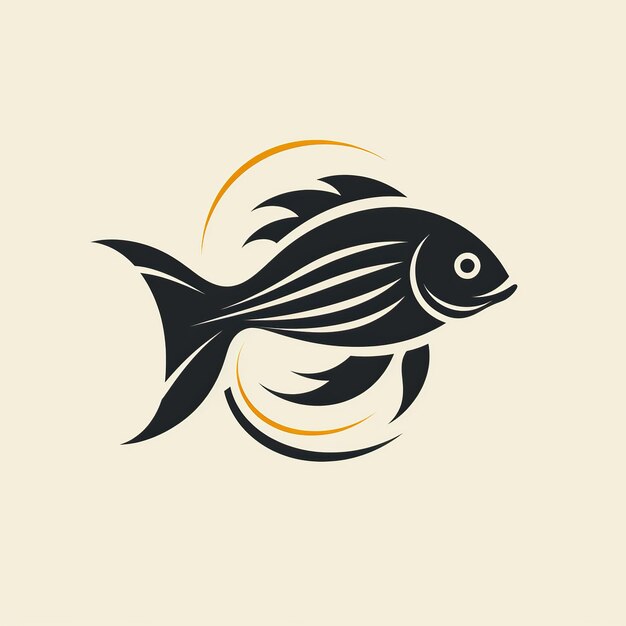 Foto minimalistisches rundes logo-emblem mit einem fisch auf weißem hintergrund symbol abzeichen für fischerei-marken restaurant und meeresfrüchte-laden ein fischerei-unternehmen