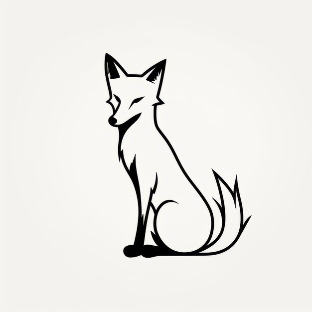 Foto minimalistisches schwarz-weiß-fox-symbol elegante und schlanke vektorillustration