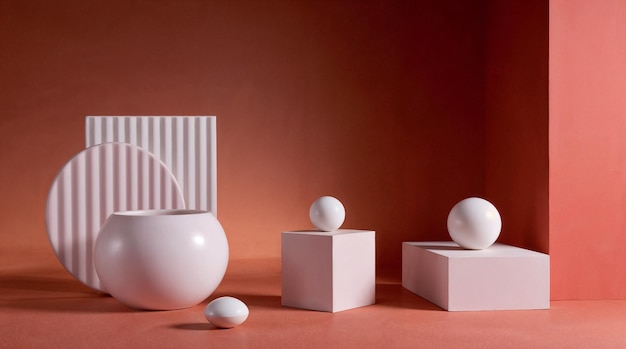 Minimalistisches Stillleben mit geometrischen Formen und Objekten