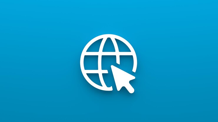 Minimalistisches Symbol des Internets und des Planeten 3D-Darstellung eines flachen Symbols auf gelbem Hintergrund
