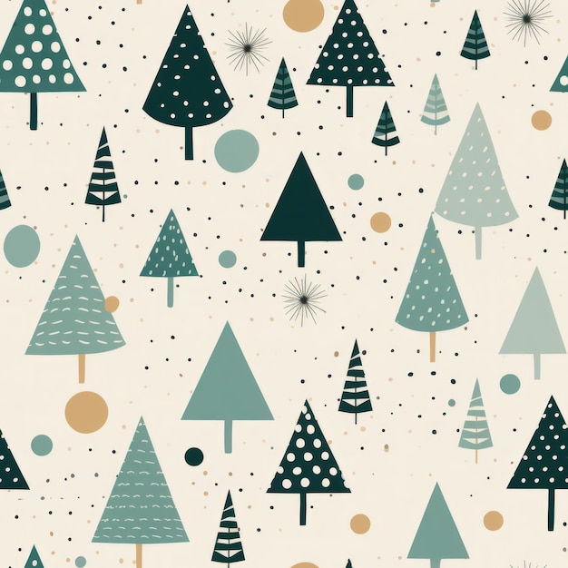 minimalistisches Wabi-Sabi-Weihnachtsmuster mit geometrischen Elementen in kaltem Weihnachten