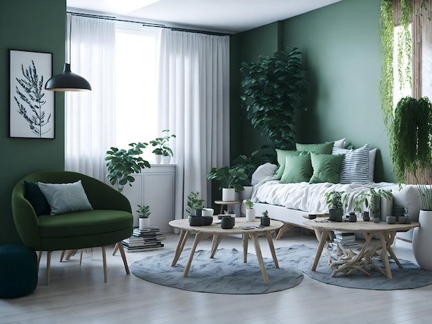 Minimalistisches Zimmer mit gemütlichem Ambiente und natürlichen Texturen