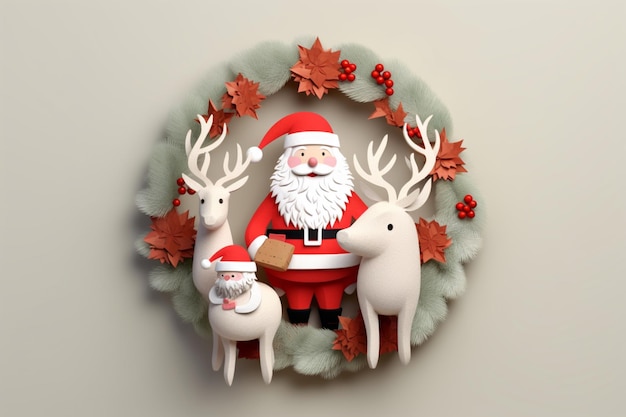 Mínimo 3D prestado Santa Claus con renos