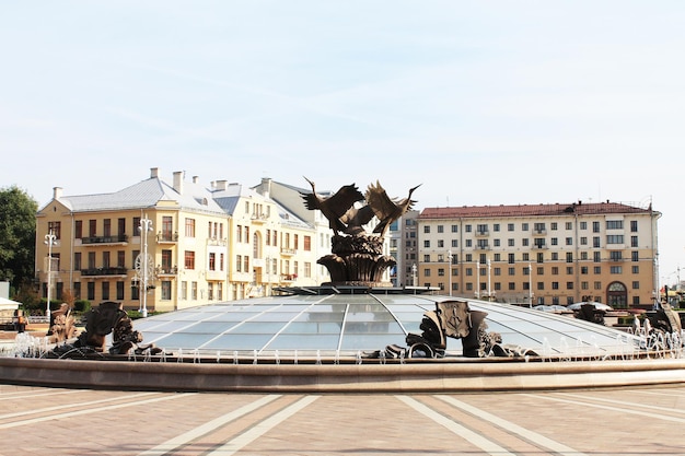 Minsk Belarus Independence Square vista do Minsk Hotel