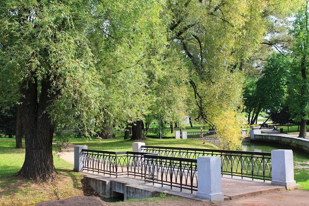 Minsk Belarus Park benannt nach Maxim Gorki eine schöne Brücke über einen Bach